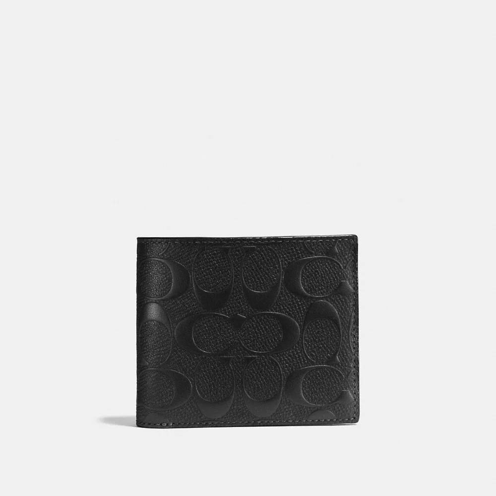 C0ACH Men 3 In 1 Wallet In Signature Leather in Black (CR957)