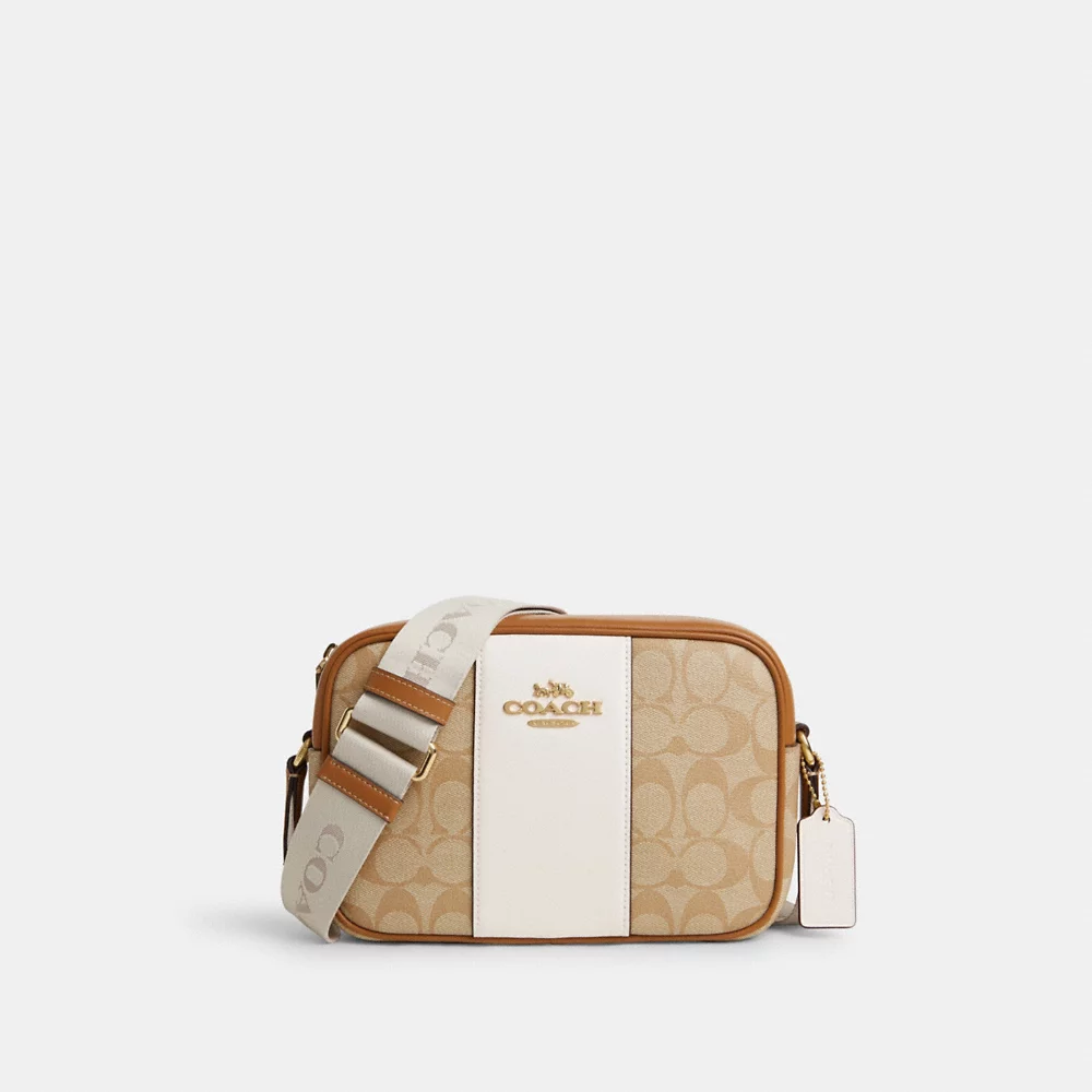 [INCOMING ETA 30 DAYS] COACH Jamie Camera Bag In Signature Canvas With Stripe In Chalk Lt Saddle (CT255)