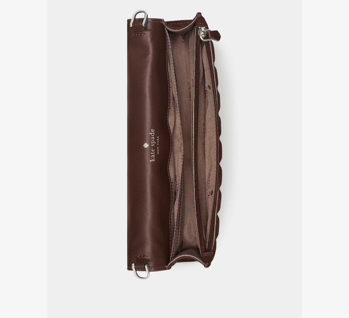 [WEB EXCLUSIVE][INCOMING ETA 30 DAYS] kate Spade Scarlett Quilted Suede Wallet On Chain in Hot Fudge (KP362)