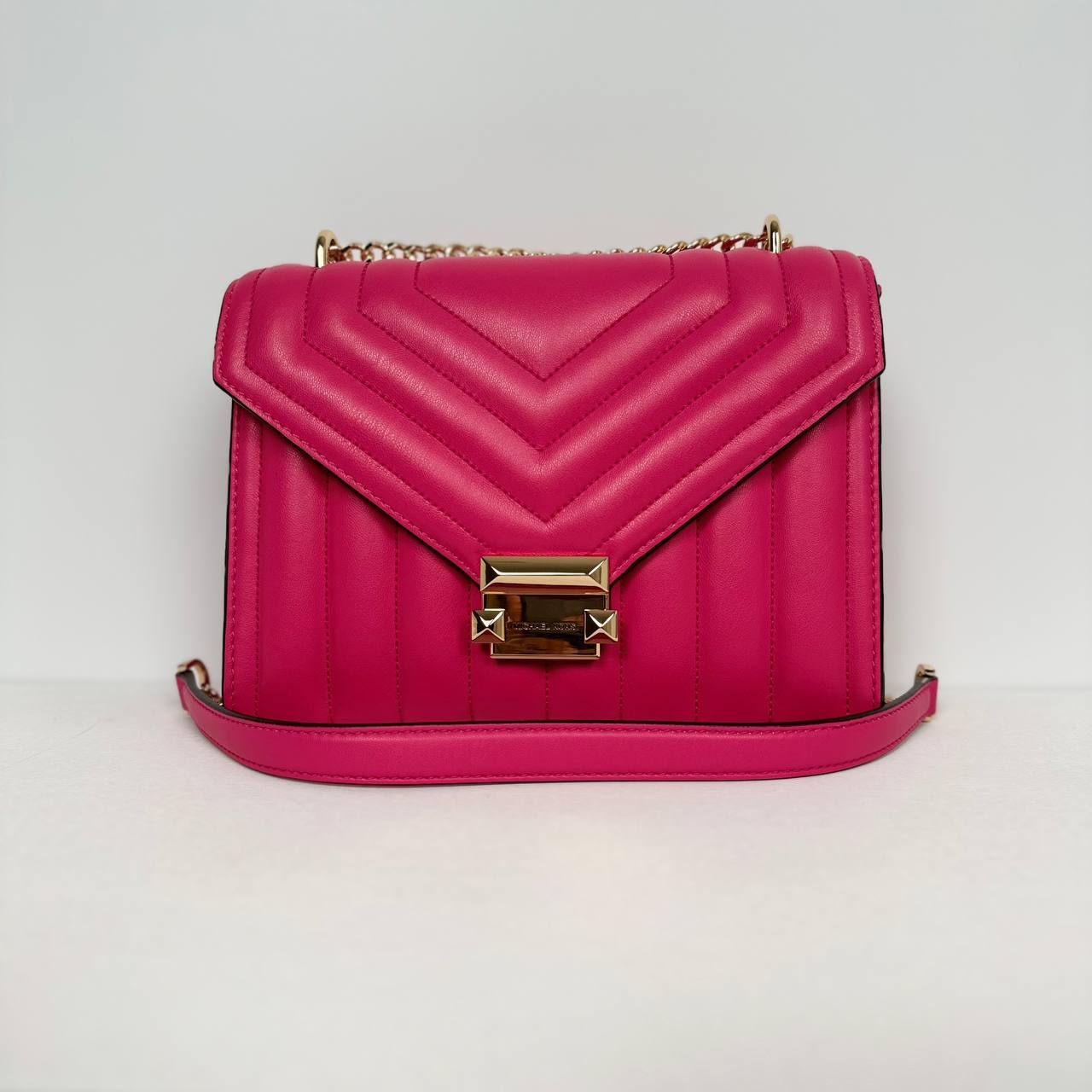 MK Whitney Medium Flap Chain Shoulder Bag in Electric Pink (35R4GWHL6U)