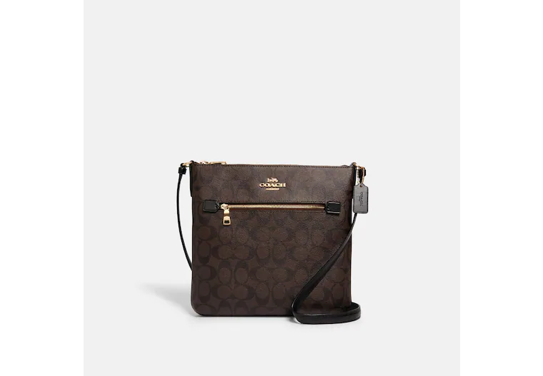 Coach Rowan File Bag In Signature Canvas in Gold/Brown Black (Style No. C1554)